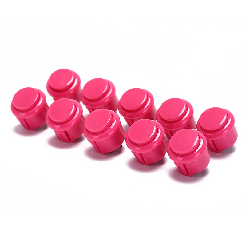 10 stuks ingebouwde kleine microschakelaar voor diy arcade controller jamma mame 24mm fabrieksprijs arcade knop ronde drukknop: Roze