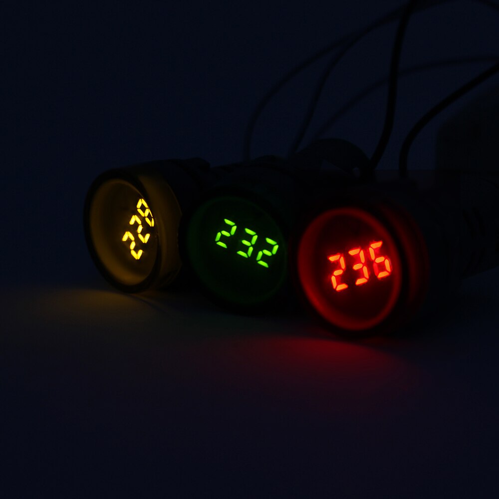22MM AC 60-500V LED Voltmeter voltage meter indicator pilot light Red Yellow Green white Blue digital