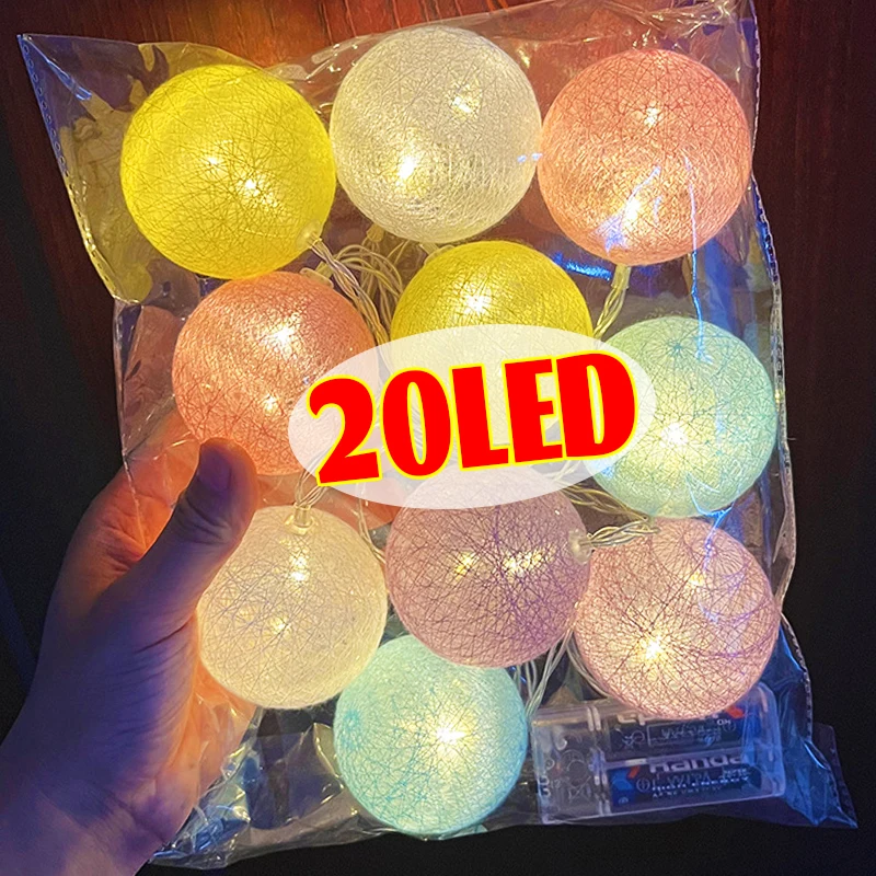 LED-Baumwollkugeln, Lichterkette, Lichterkette, Lichterkette, Feengirlande, Beleuchtung für Zuhause, draussen, Garten, Hochzeit, Party, Weihnachtsdekoration
