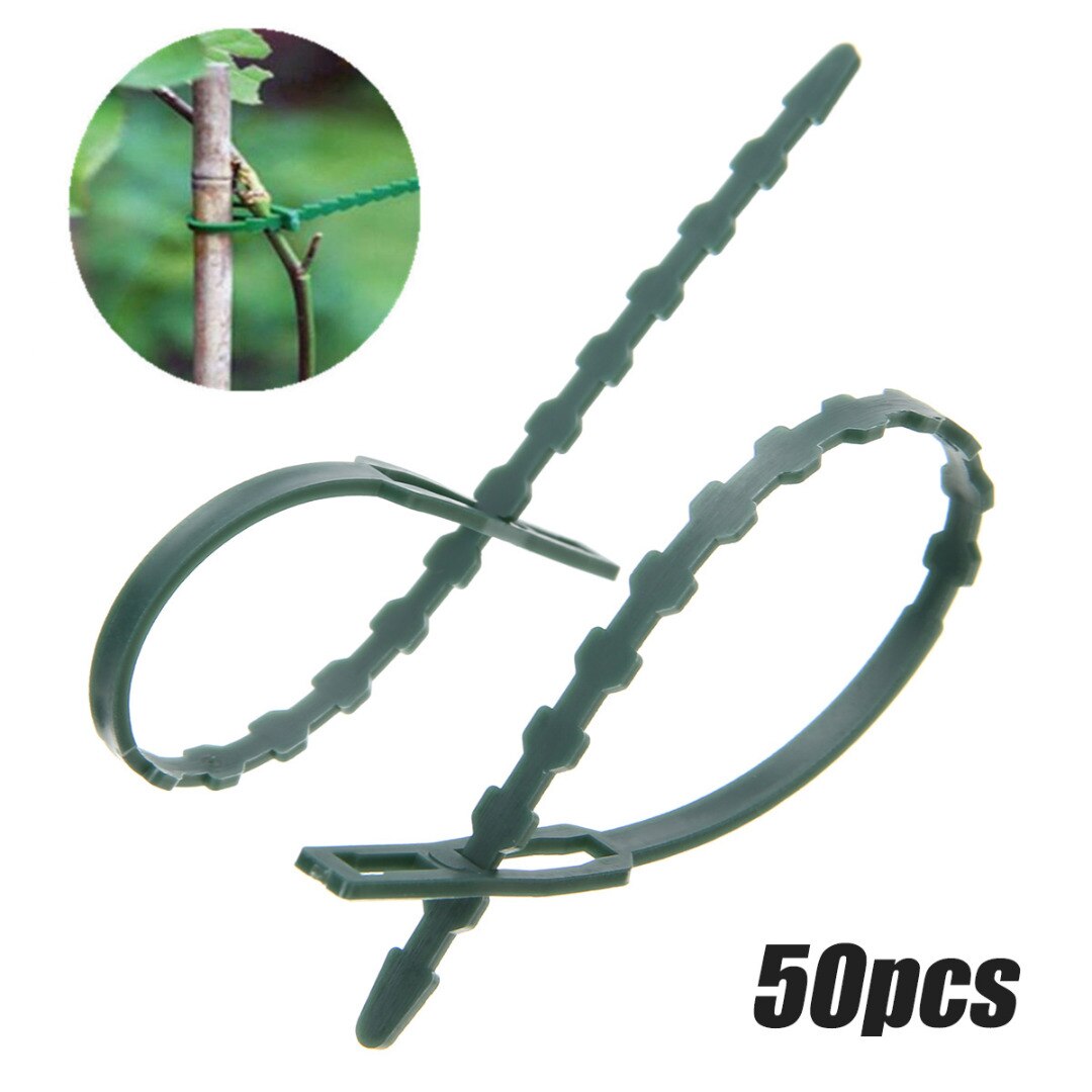 50 stk. justerbart reb, der kan genanvendes, justerbar plast haveplante kabelbinder træklatring støtte fast surringskrog