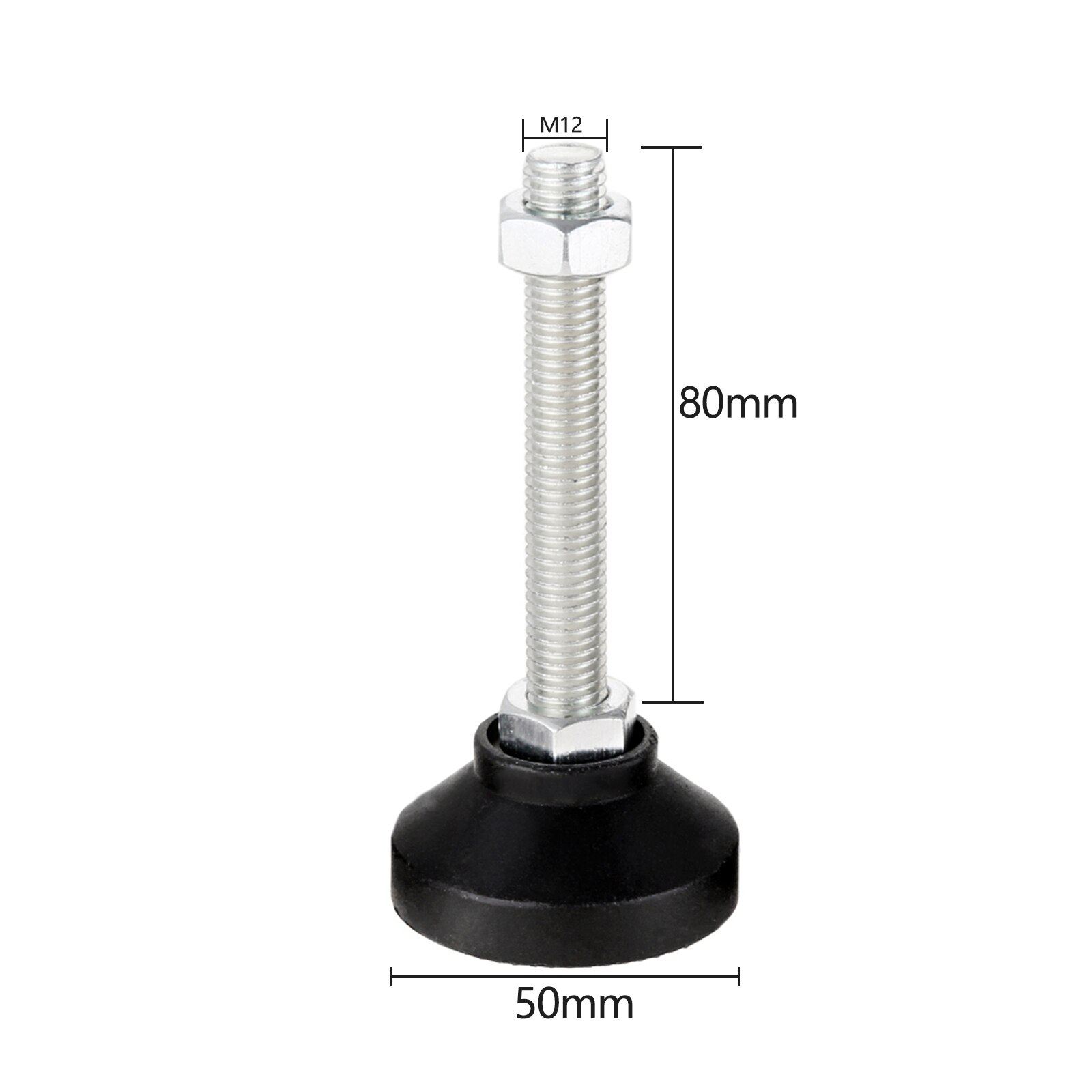 4 Pcs Adjustable Levelling Feet Swivel Base Furniture Glide Pad Adjusting Foot M8 M10 M12 M14 M16 Threaded Screw in Height: 50XM12X80(DXMXH) 4pc