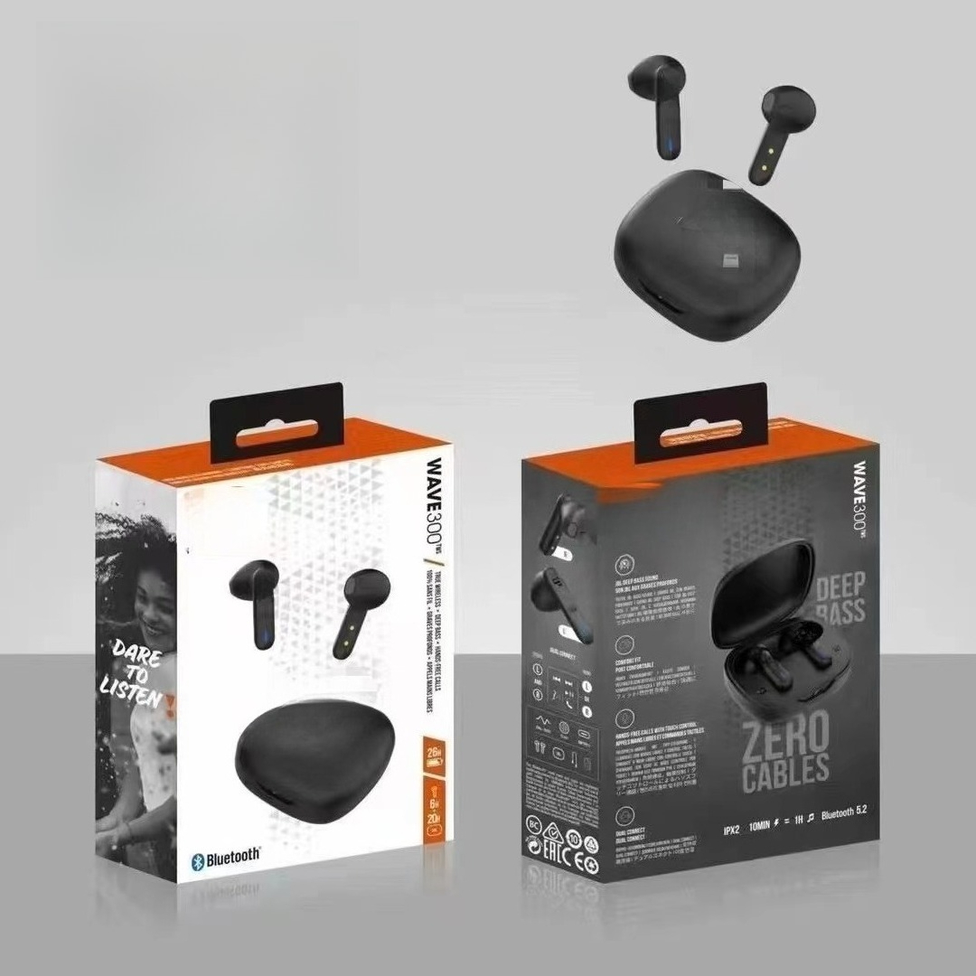 high-frequency WAVE300 in ear Bluetooth earphones support calling, music, sports, and stereo headphones: black