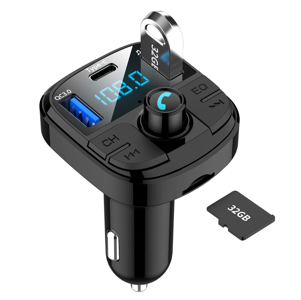 BT29 Bluetooth 5.0 Car FM Transmitter Bass MP3 Player FM Radio Adapter Charger Dual USB output supports USB disk