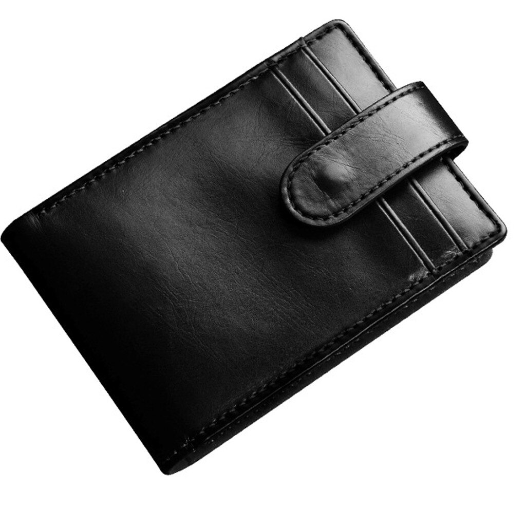 Wallet Men Retro Thin Wallet Men's Business Short Leather Card Case Walletgift For Father's Day Кошелек Женский#p30: Black