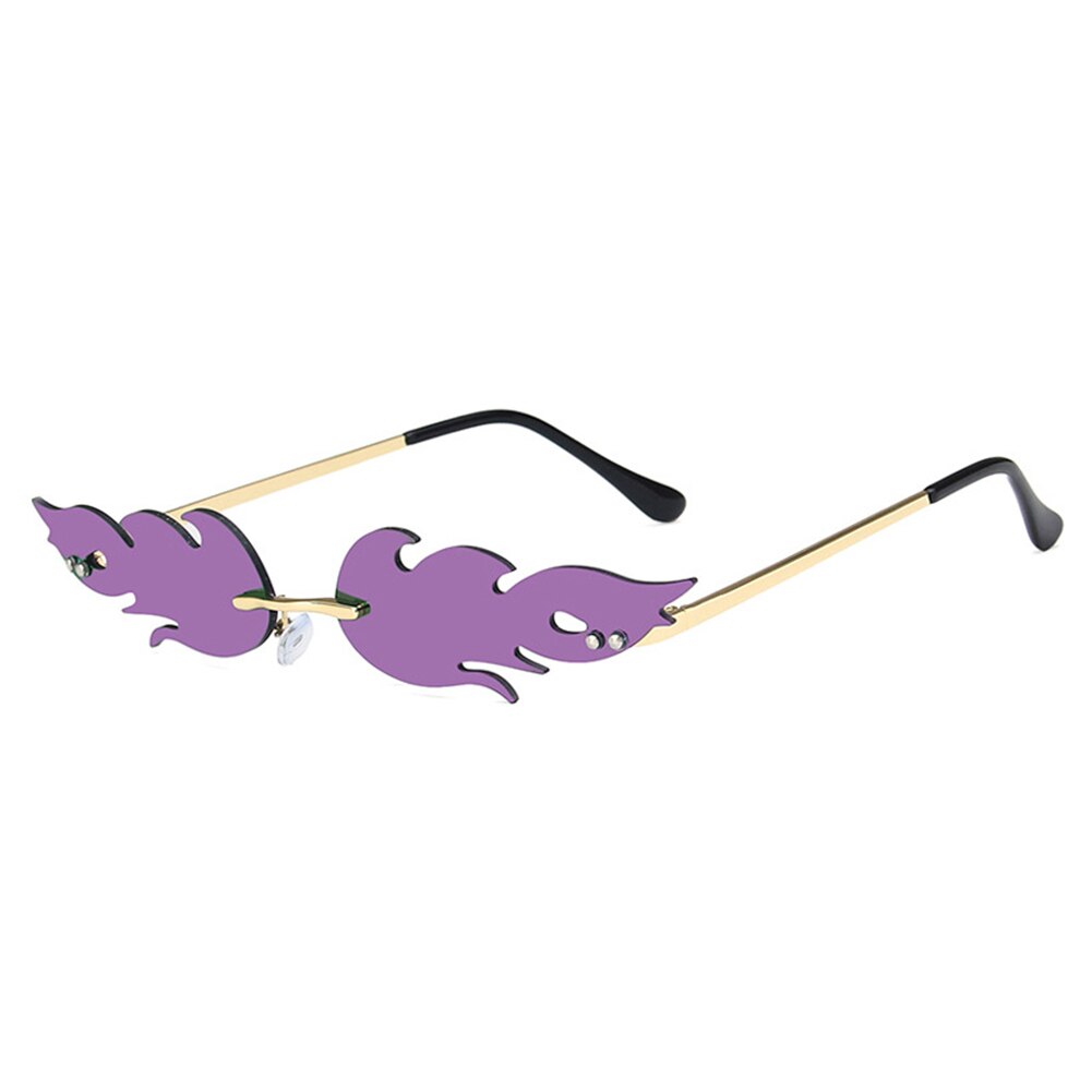 Palo liekki aurinkolasit naiset miehet brändi rimless aalto silmälasit ylellisyys trendit kapeat aurinkolasit streetwear: Kulta-