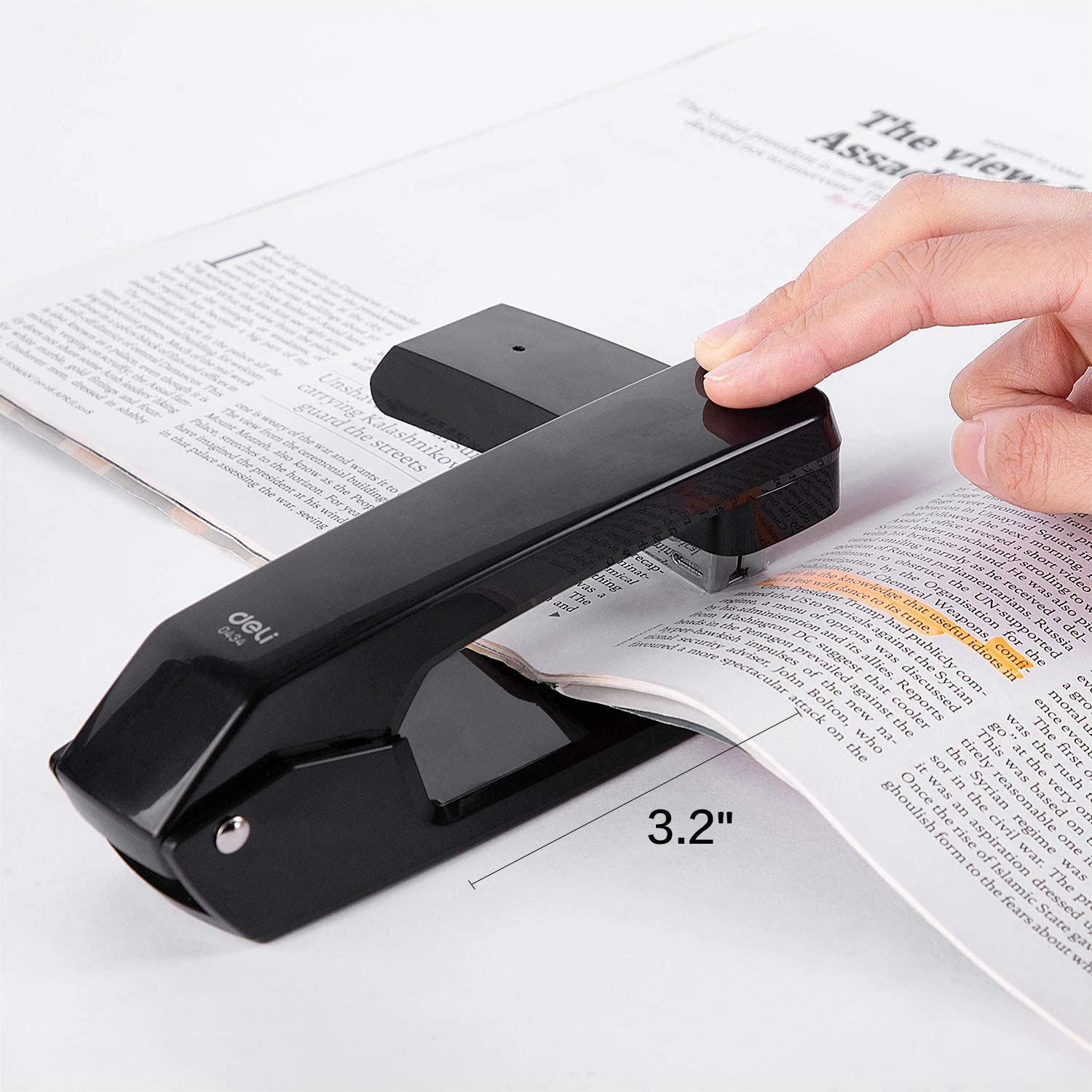 Grapadora giratoria de brazo oscilante, 25 hojas de capacidad, 360 grados, para escritorio, encuadernación de folletos o libros, color negro