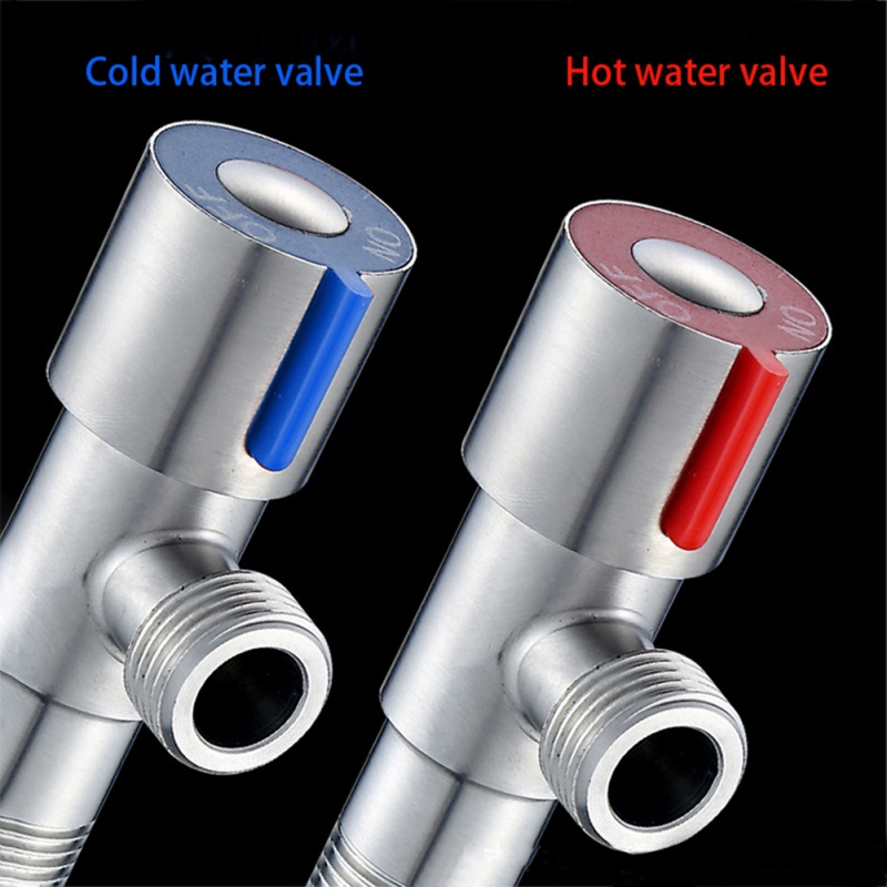 Roestvrij Staal Warm En Koud Water Kraan 3-Way Flow Regelklep G1/2 Draad Badkamer Hoekstopkraan rood Blauw Onderscheiden