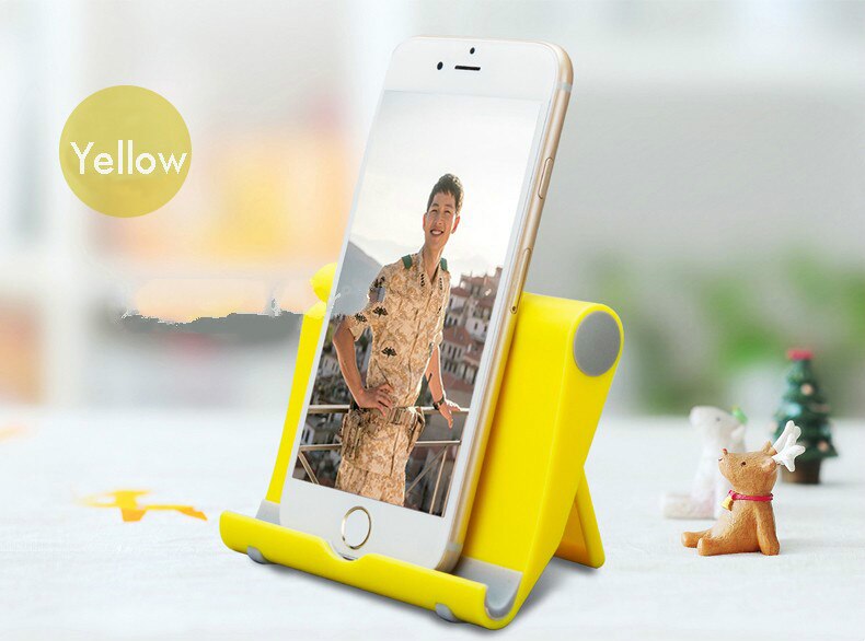 Foldbar universal tablet pc holder mobiltelefon stander bærbar justerbar smartphone ipad support stand: Gul