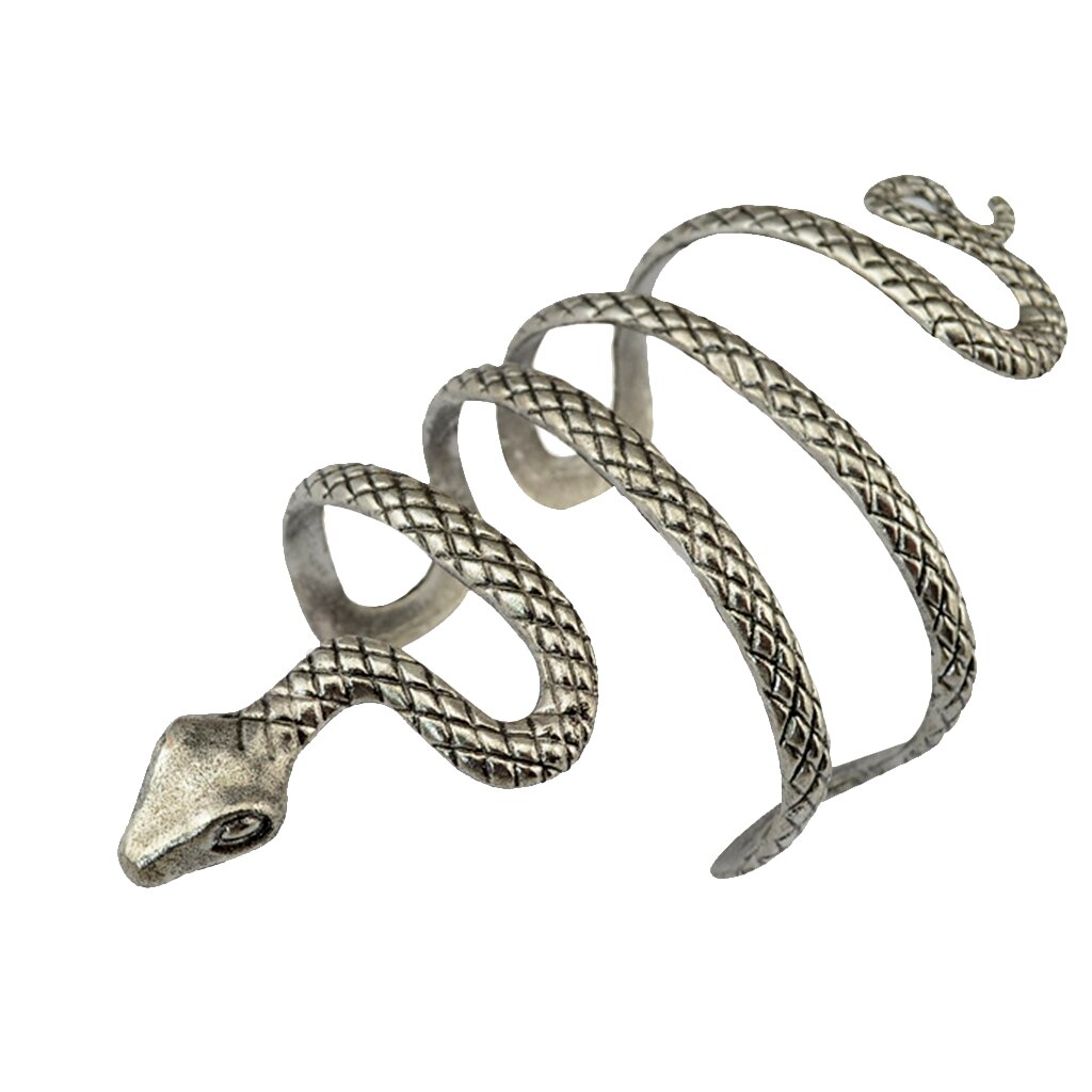 Jahrgang-armreif mit geschwungenem schlangenmotiv, silberfarben, Punk-stil, witziger und gruseliger schmuck für damen und herren