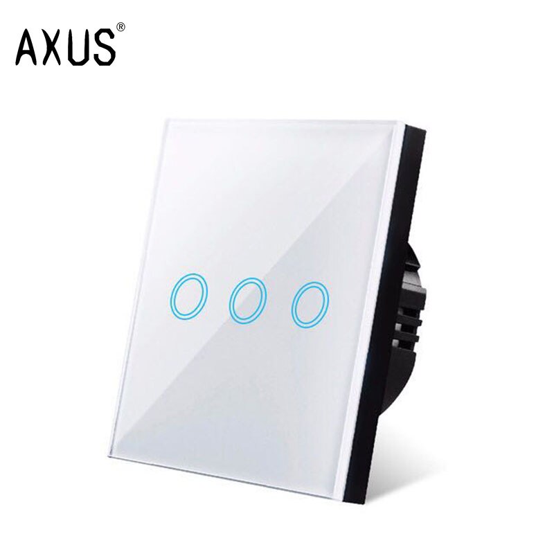 AXUS AC110-220V Touch Switch EU Standard White Crystal Glass Panel Light sensory Switch wall lamp touch Switches LED backlight