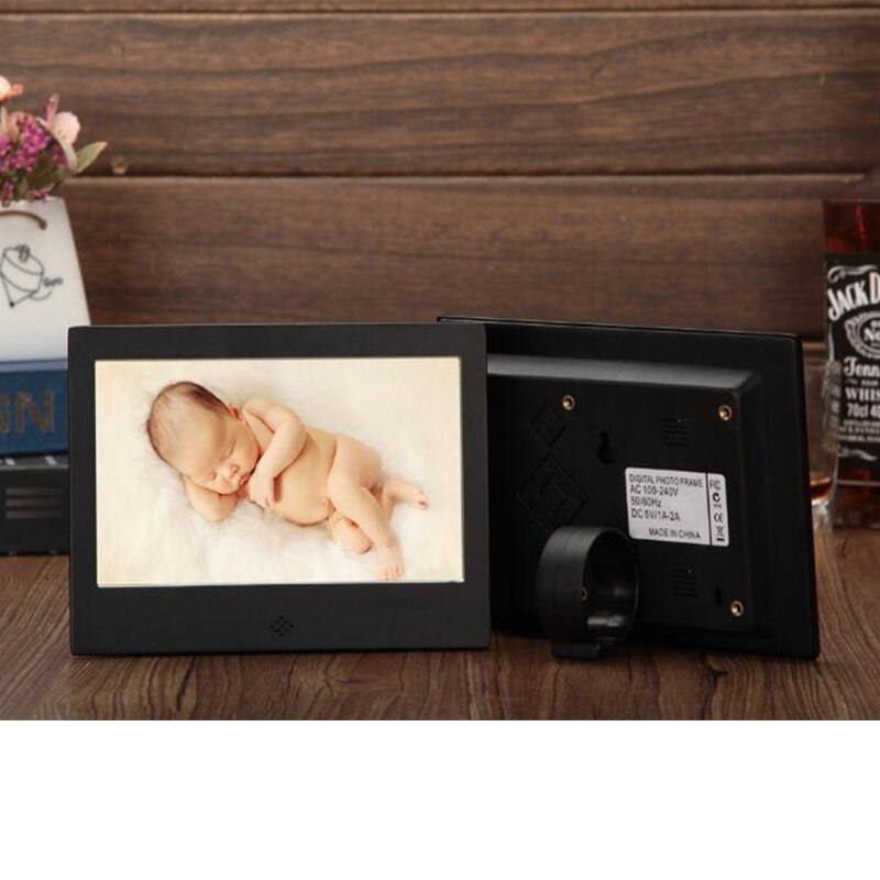 7 polegada de metal led digital photo frame vídeo música calendário relógio jogador 1024x600 resolução com controle remoto