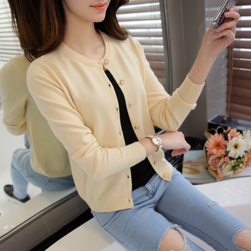 Spring summe kvinder strik cardigan sweater afslappet kort frakke kvinde et lille sjal tynd strikket jakke overtøj
