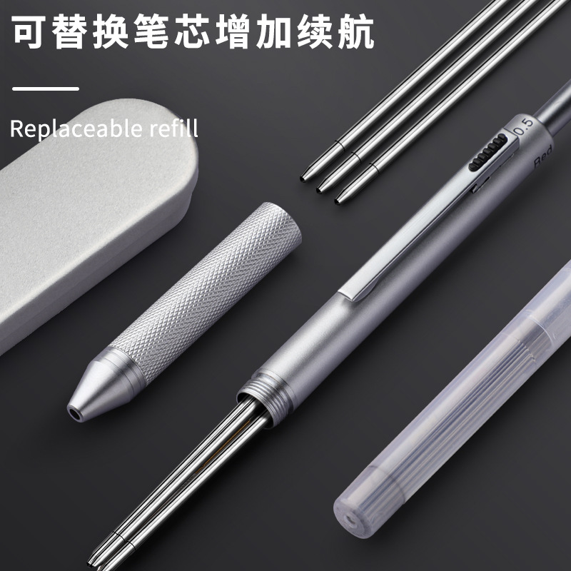 4 In 1 Multifunction Luxury Pen, 0.7mm 3 Color Ballpoint 0.5mm Mechanical Pencil, Gravity Sensor Metal Retractable Pens Długopis