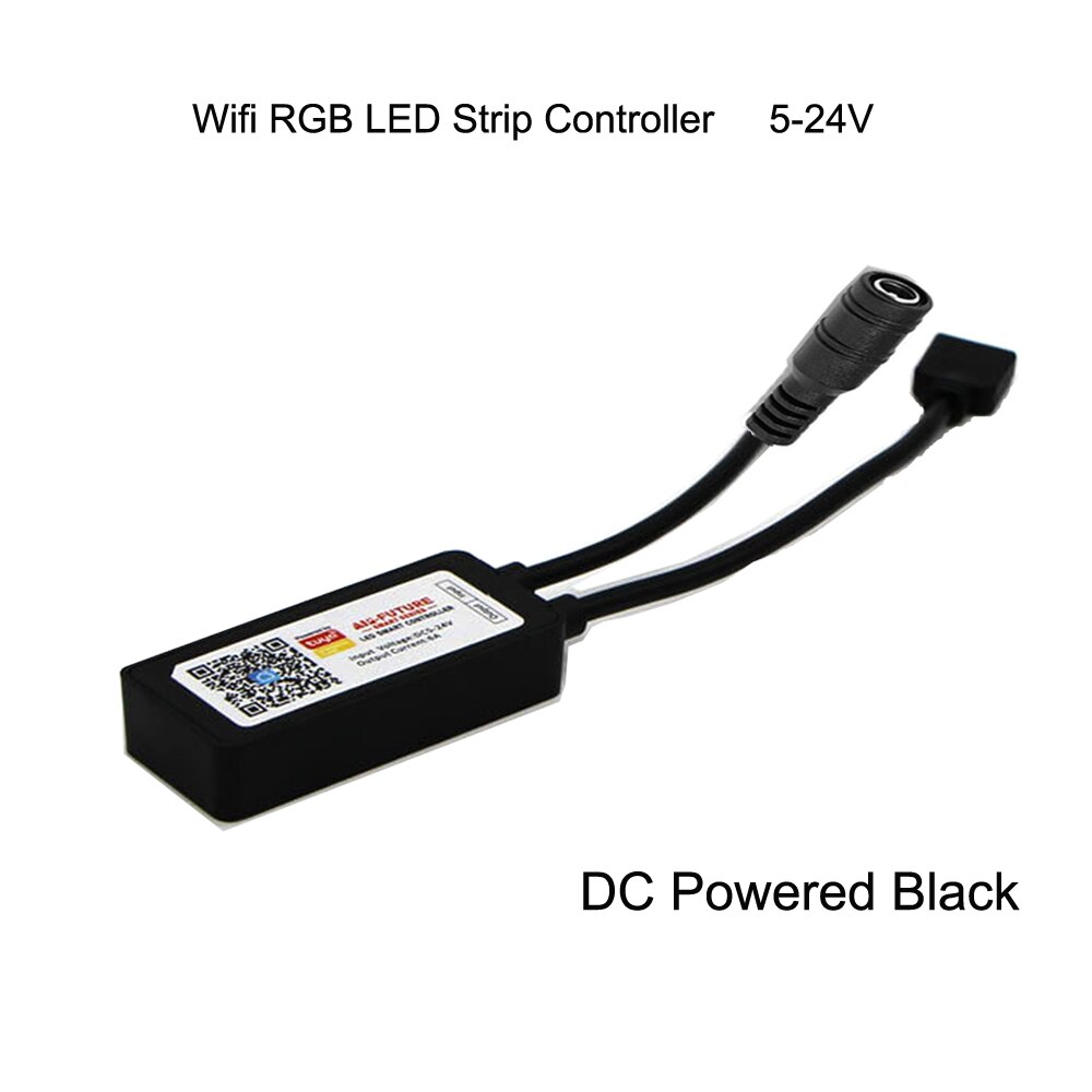 Tuya WiFi APP smart mini USB LED controlador DC5-24v 6A Multi cambio de color con temporizador modos para 5V 2835 5050 RGB tira de luz: DC Powered Black