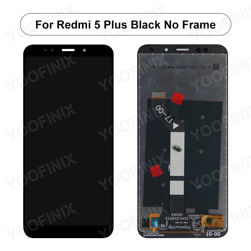 Pantalla táctil LCD Original de 5,99 pulgadas para Xiaomi Redmi 5 Plus, piezas de repuesto de digitalizador, para Redmi MEG7: Black No Frame