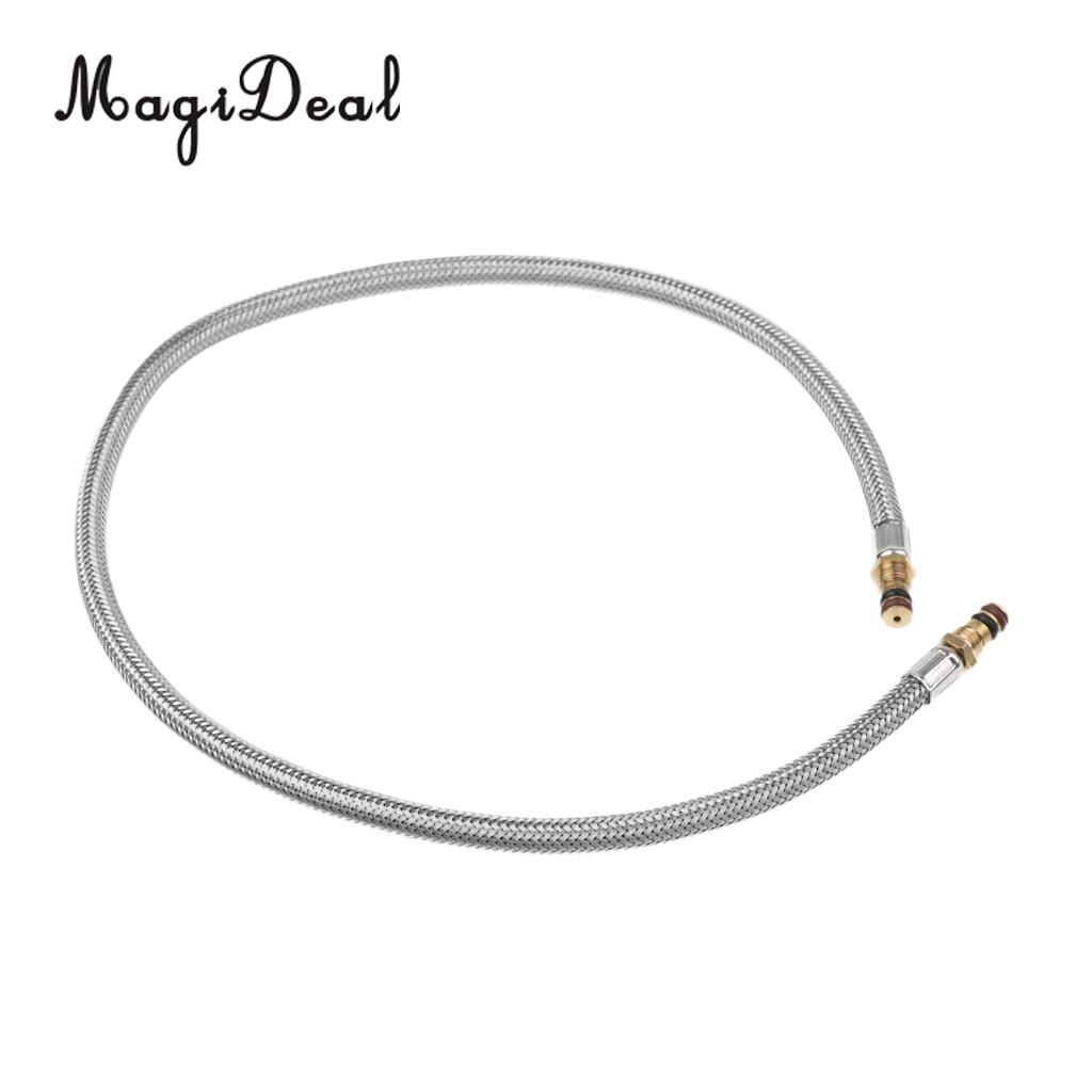 MagiDeal 30cm/50cm Durable Stainless Steel Gas Tank Head Adapter Hose Connector Regulator for Outdoor Camping Picnic BBQ Stove