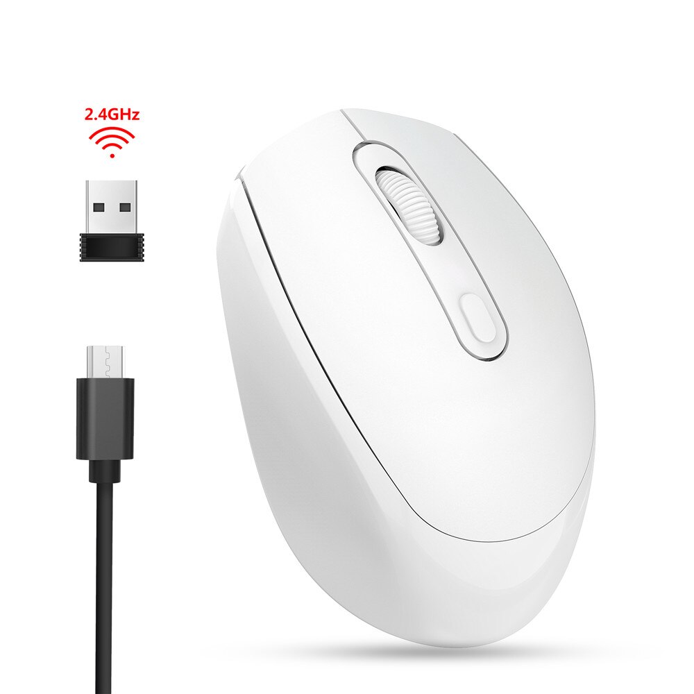 Witte Muis Computer 1Pc 2.4G Draadloze Muis Oplaadbare Compati Draadlo... – Vicedeal