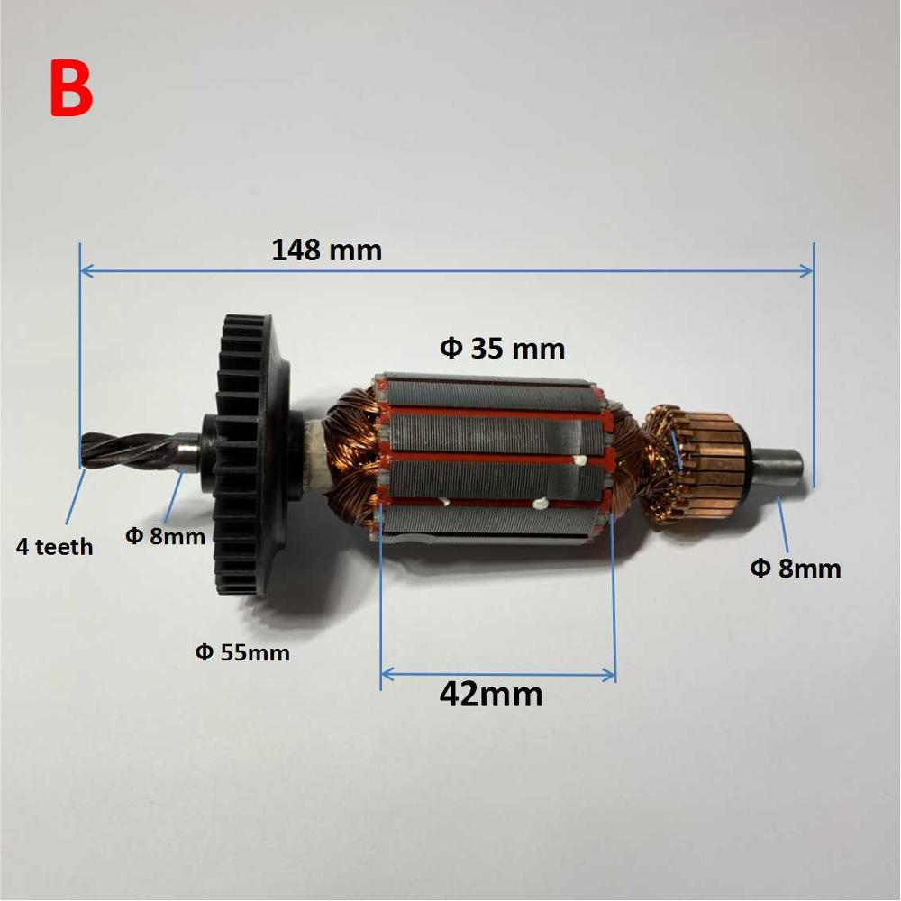 220-240v armaturer rotor anker udskiftning til bosch gsb 16 re gsb 16re gsb 16 gsb 16re csb 550re bor reservedele: Type  b 148 mm