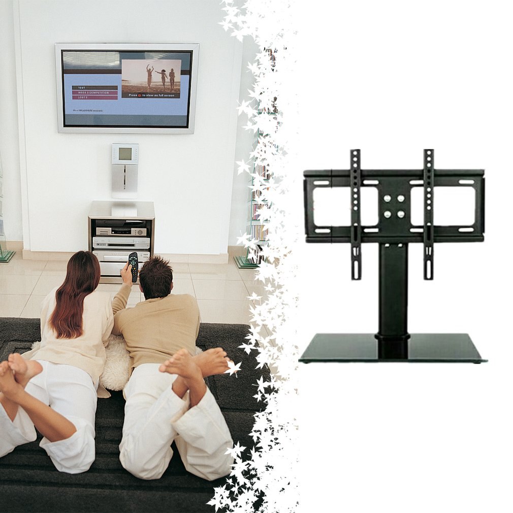 Flat TV Base Bracket Thickened LCD Flat Panel TV Double Column Base TV Desk Stand TV Table Monitor Stand