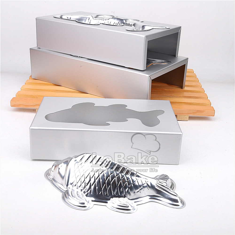 Reiskuchenform aus aluminiumlegierung in karpfenform, 3 größen, mit ständer, inklusive gestell, für chinesische desserts zum selberbacken