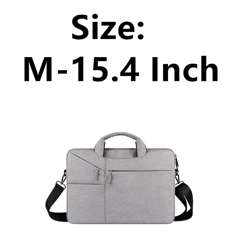 Nowy wodoodporny mężczyzna kobiet 13.3 14 15.6 Cal teczka na laptopa torebka biznesowa o dużej pojemności Messenger Notebook torba na ramię: M-15.4 Inch-LT Gray