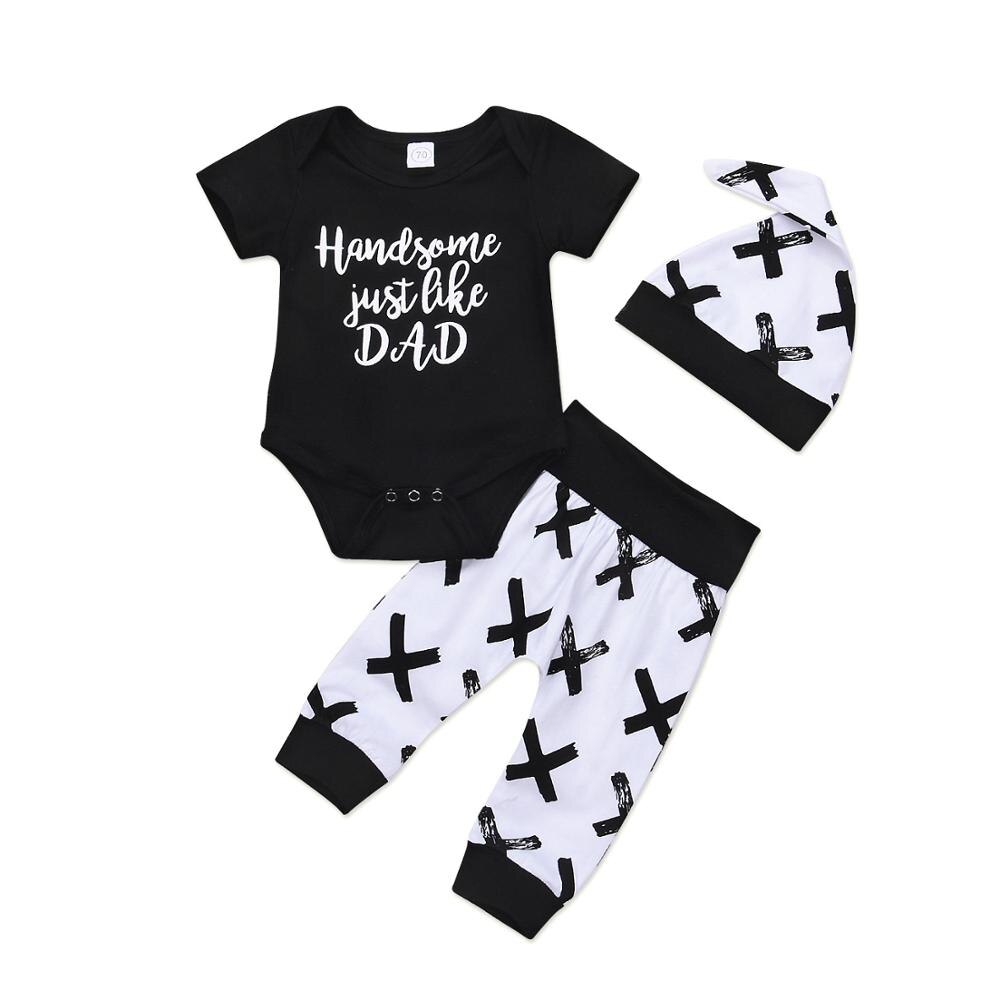 3 stk nyfødt baby drenge tøj bomuld hjorte langærmet romper+ bukser + hat outfits tøj sæt
