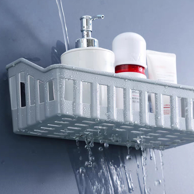 Organizador de estantes de baño sin taladro, estante de almacenamiento de ducha, soporte de champú de plástico para inodoro, montaje en pared, accesorios de baño
