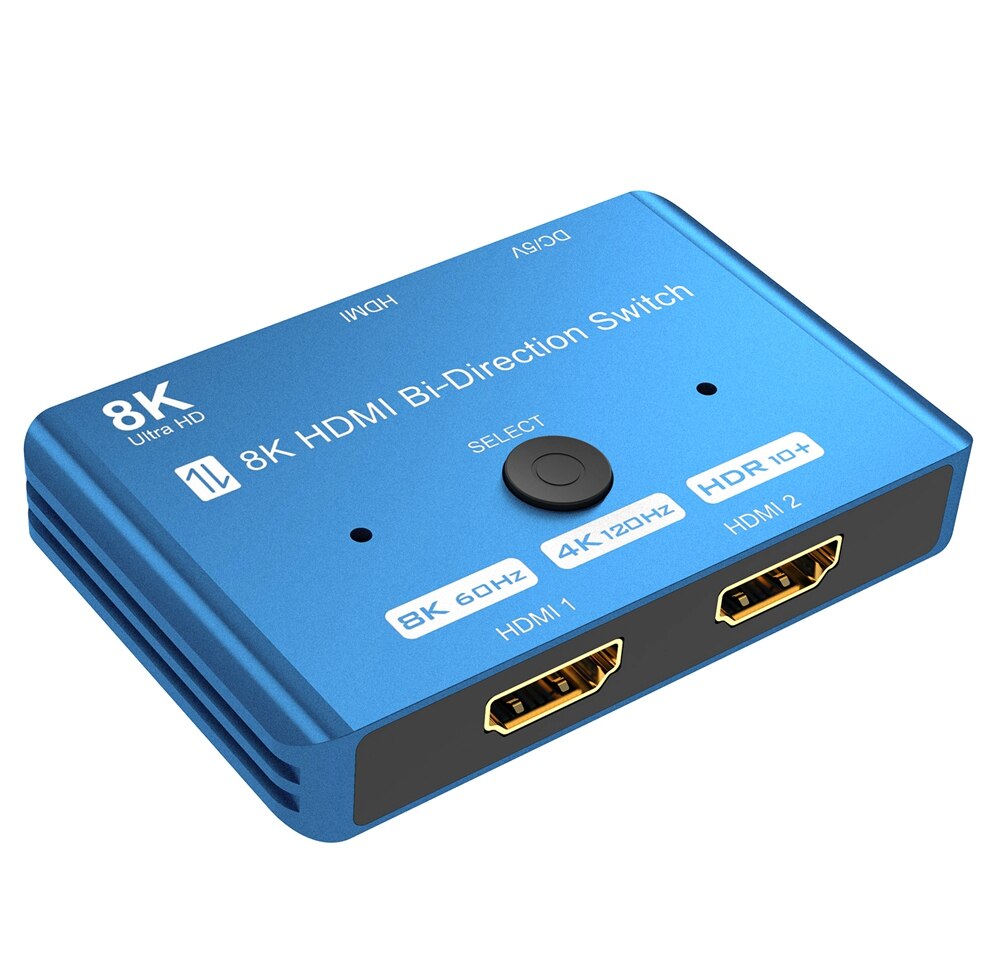 8K 2x1 Switch HDMI 2.1 Two-way Bi-direction Switch HDR10 4K@120Hz HDMI Switcher 2x1 1x2 Splitter for PS5 PS4 PS3 Xbox PC To TV: Blue