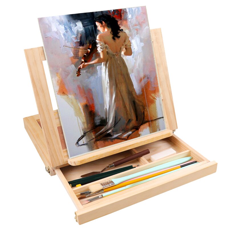 Desktop wood table easels for painting artist kids skuffeboks bærbar desktop laptop tilbehør koffert maling hardware art su