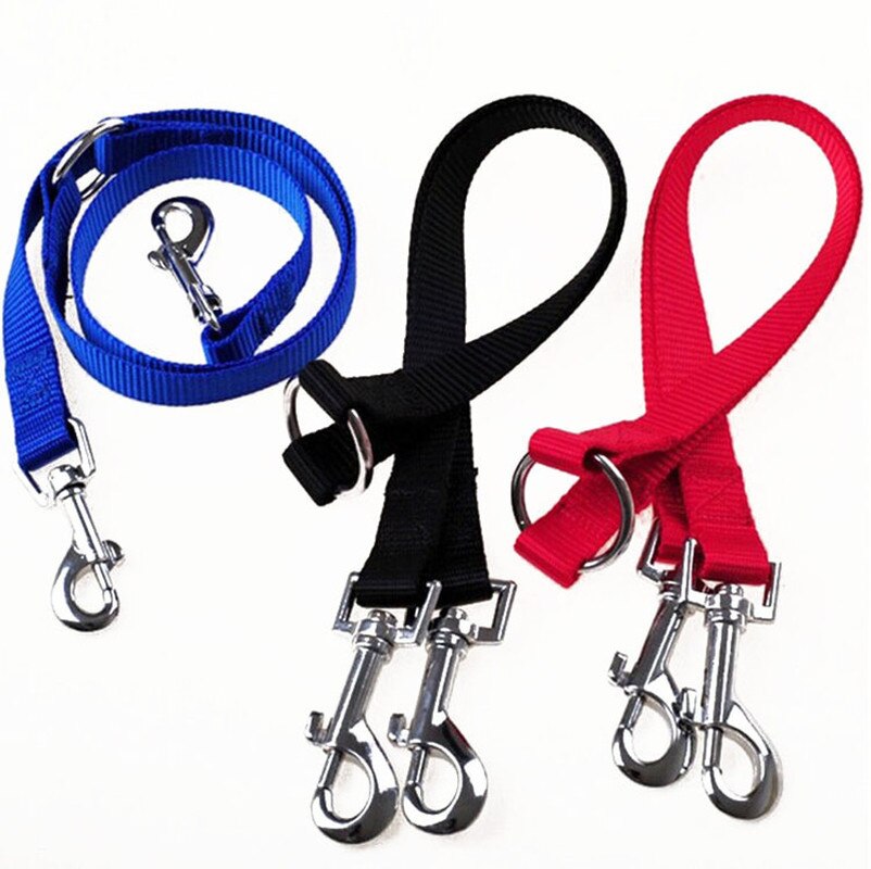 Correas dobles de nailon para pasear perros, correa de 2 vías con Collar para cachorros, correa de plomo de tracción para perros pequeños, accesorios para perros pequeños