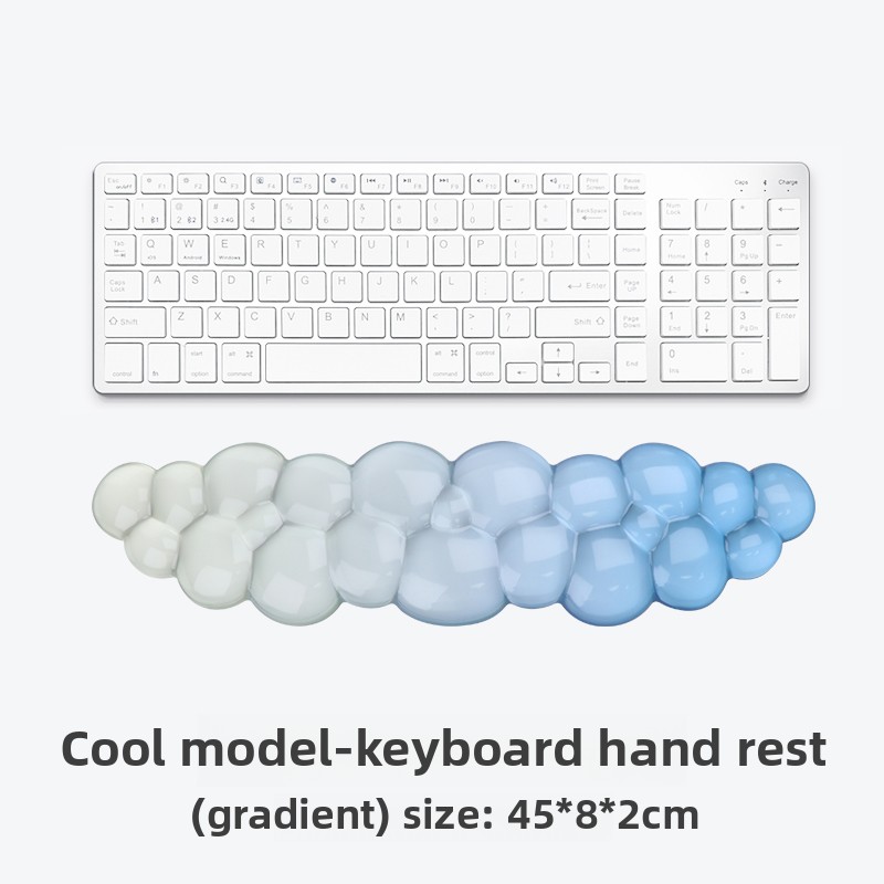 Mouse pad with wrist support keyboard support non-slip silicone transparent gradient cloud shape desktop office game mouse wrist: BROWN