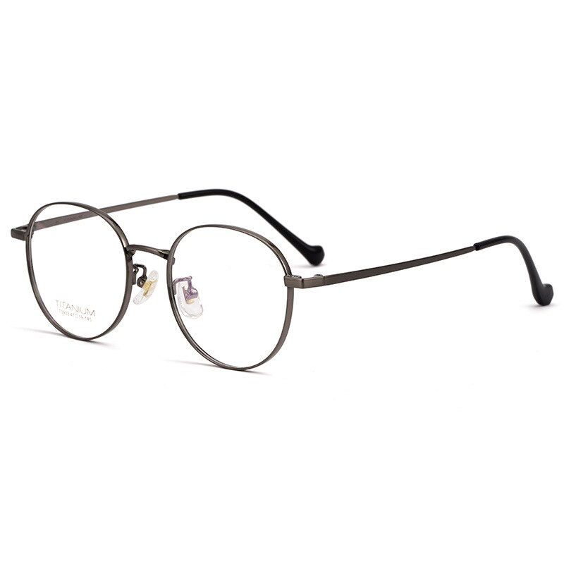 Gafas de marco completo de titanio para hombre y mujer, lentes ópticas ultraligeras y redondas, de cara ancha, para miopía, T3933: Gun