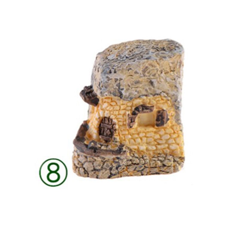 Micro Dorp Steen Huizen Miniatuur Tuinieren Landschap Diy Bonsai Ambachten Bureau Ornamenten Accessoires Voor Tuin Decor: 8