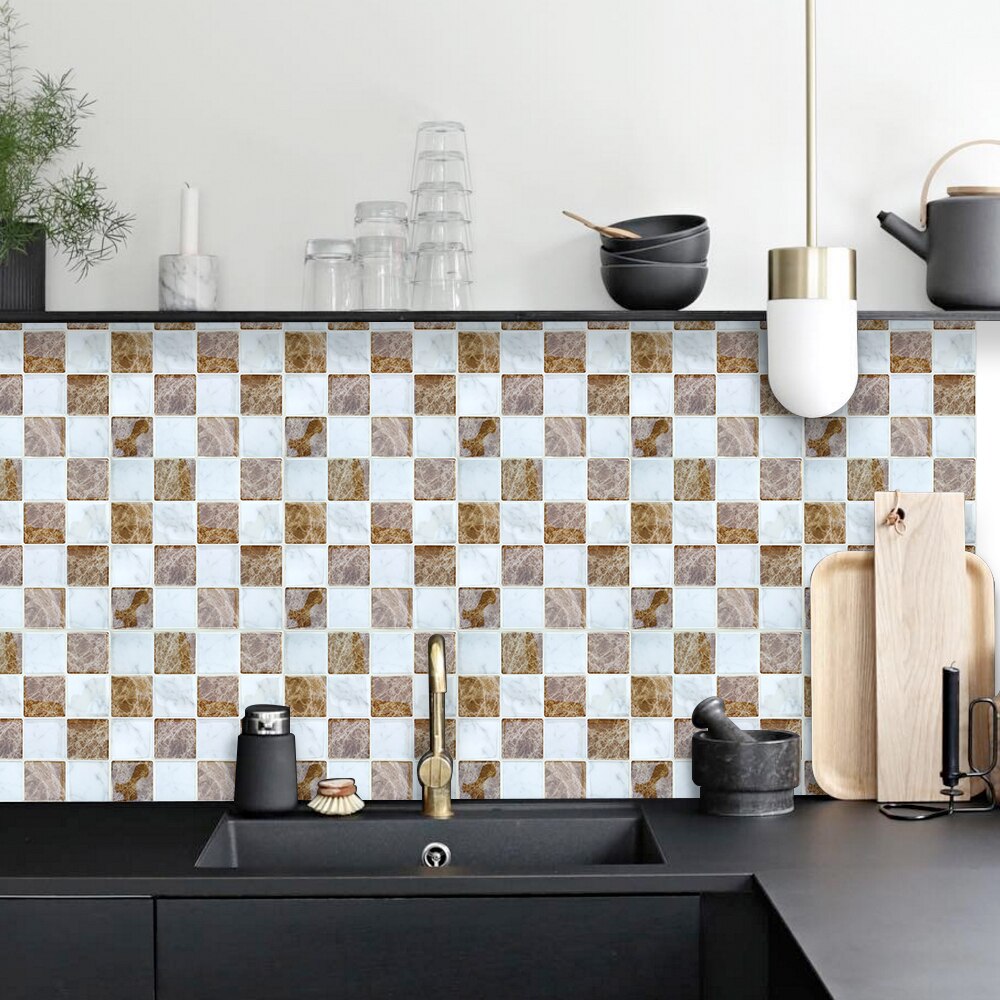 Dosseret auto-adhésif de cuisine et imperméable en mosaïque, peeling en vinyle, autocollant mural, décoration de la maison, 1 feuille