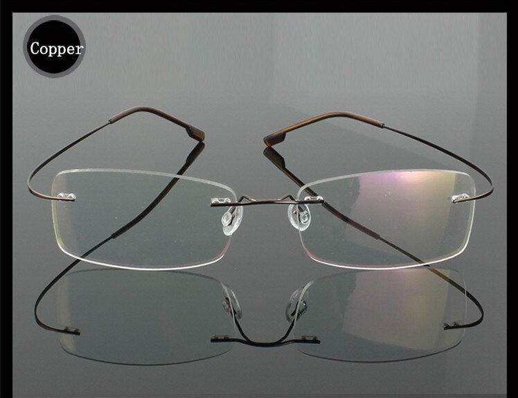 9 Colors Lightest Optical glasses Memory Titanium Alloy Rimless Frame Myopia Prescription Glasses 1.56 1.61 Progressive Lenses: Copper