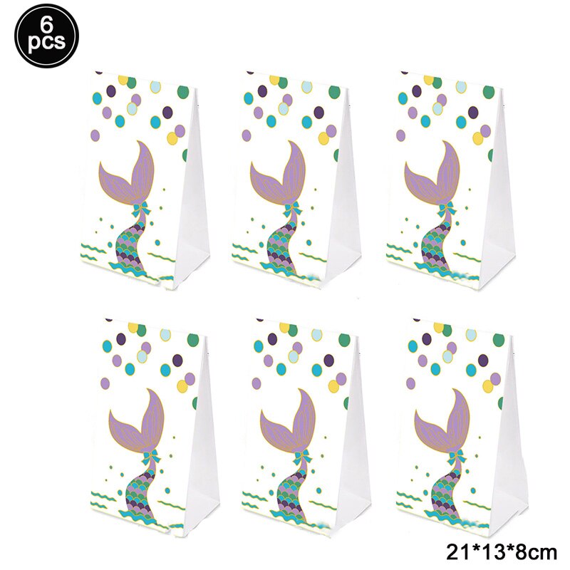 Mermaid Tail Candy Box Paper Candy Bags Popcorn Boxes Mermaid Theme Party Decorations Kids Birthday Baby Shower Party Supplies: 6pcs candy bags