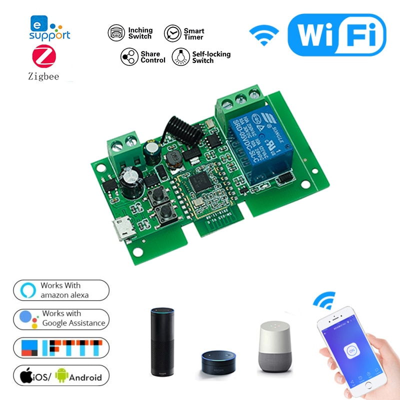DC 12V 24V Zigbee 3,0 Clever schalten Relais Modul Tuya Heimat Kontrolle Brücke Automatisierung Modul eWelink WiFi Clever schalter 433 RF: 1CH