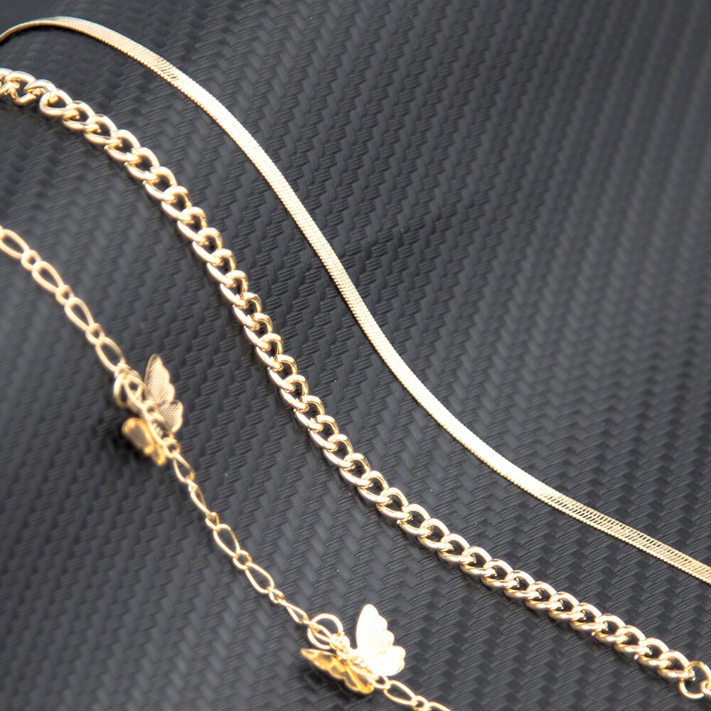 3 pz/set moda farfalla cavigliera Set per le donne fai da te Vintage Boho cavigliere fascino braccialetto alla caviglia gioielli piede femminile