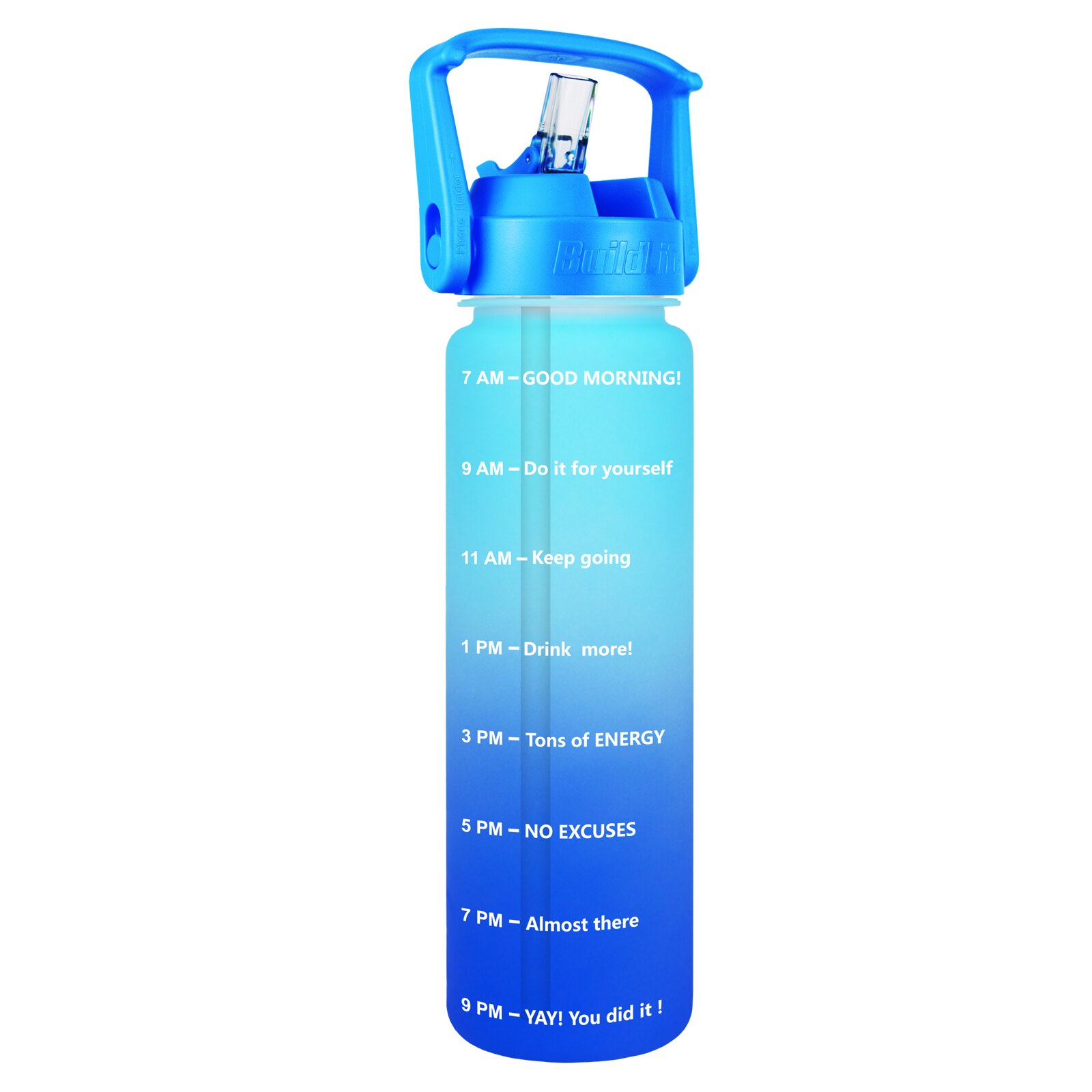 Quifit 1L 32oz Water Bottle With Straw Tritan BPA Free Sports Outdoor Camping Cup 32OZ Drinking Wide Mouth Leakproof: Blue-A-Blue