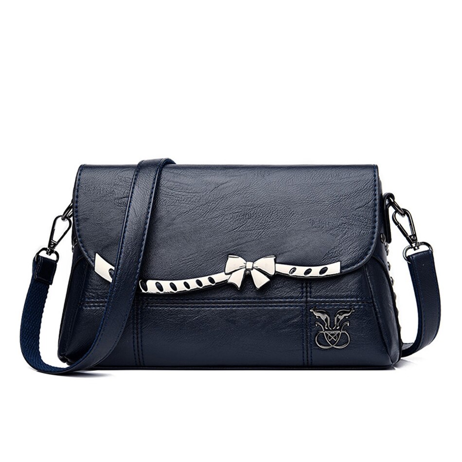 Læder kvindelige skulder crossbody tasker luksus håndtasker kvinder tasker tasker til kvinder punge og håndtasker: Blå