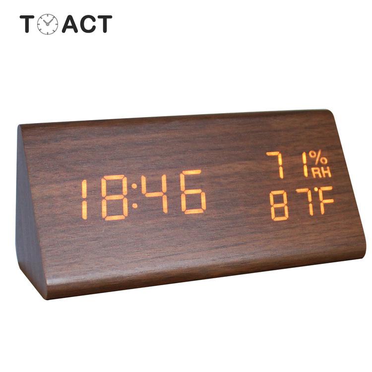 LED Holz Wecker Despertador Temperatur Feuchtigkeit Elektronische Schreibtisch Digitale Tabelle Uhren Schlafzimmer Wecker Heimat Dekor
