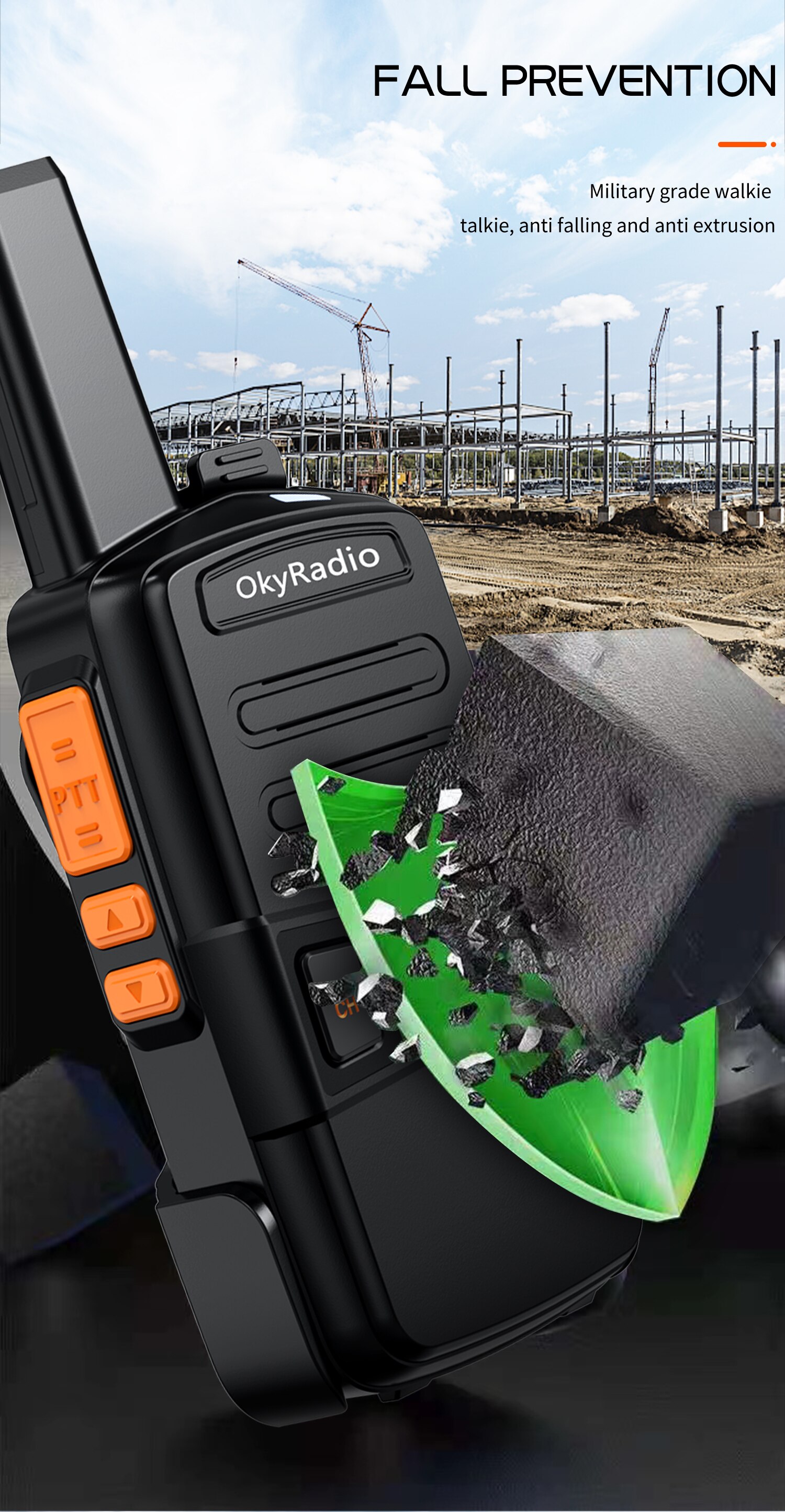5W Power Werk Walkie-Talkie 6Km Call 4800Mah Batterij Okyradio Draagbare Waterdichte Sterke Anti walkie-Talkie