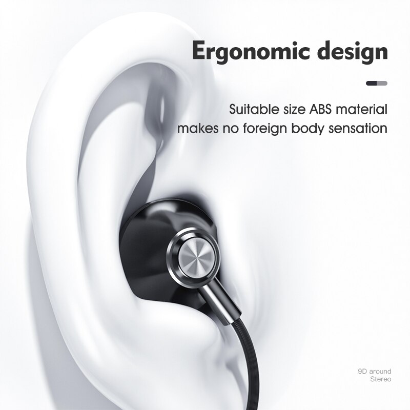 Licheers 9D Stereo In-ear Earphone Wire-controlled Sound Earpiece Earbuds For Xiaomi Samsung 3.5mm For Huawei Type C Earphones