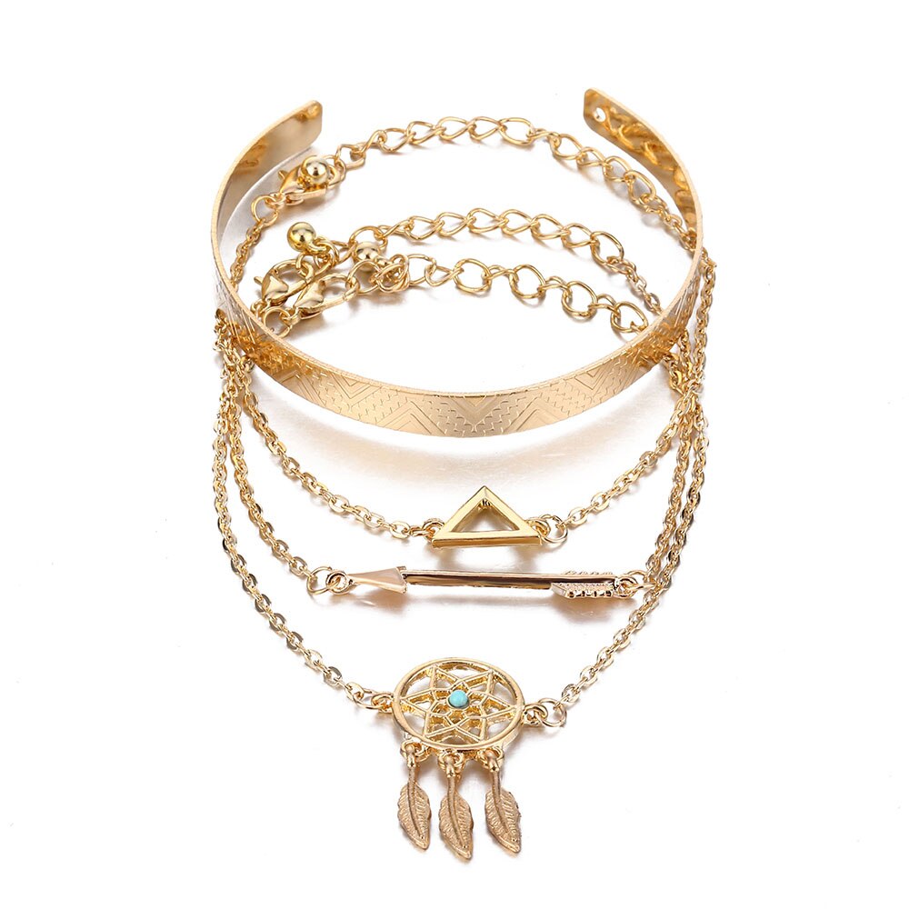 VOVA Classico 4 pz/impostato Donna Bracciali Braccialetti Delle Donne Triangolo Freccia Riprese di Strada di Modo Nuovo