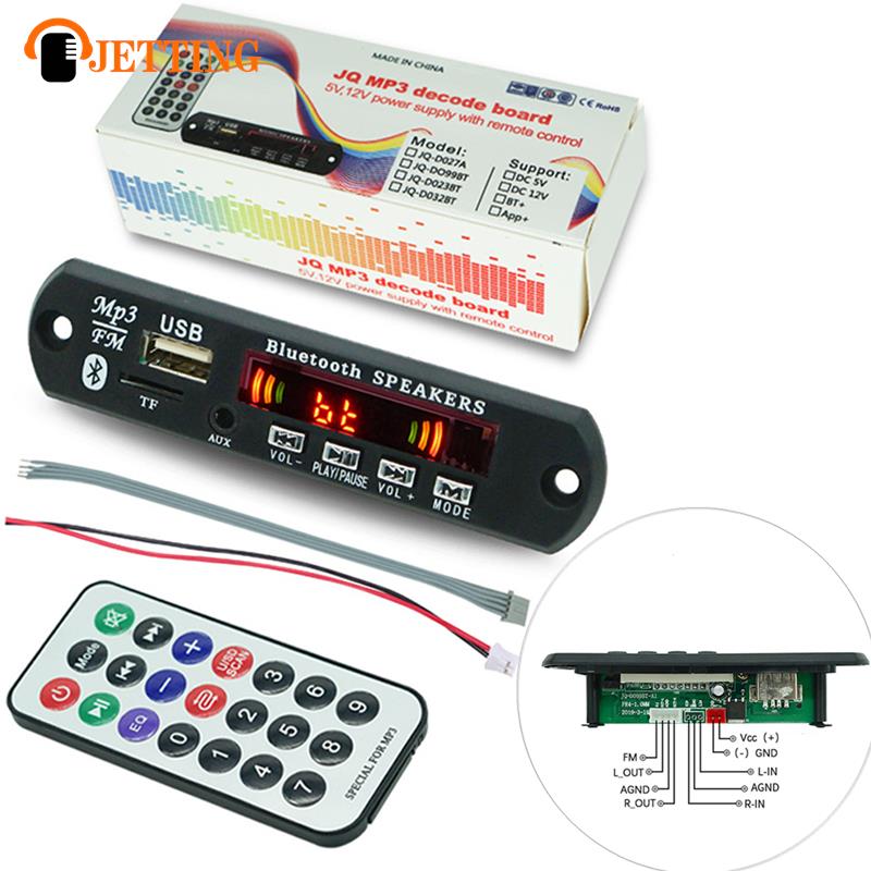Placa decodificadora de carro sem fio com controle remoto, tela colorida, MP3 Player, WMA, áudio, USB, TF, rádio FM, Bluetooth 5.0, 9V-12V