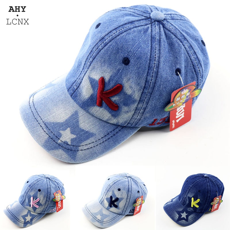 Korean Baby baseball caps boy girl hat Children's hats autumn Embroidery letters K denim Toddler hip hop cap kids snapback