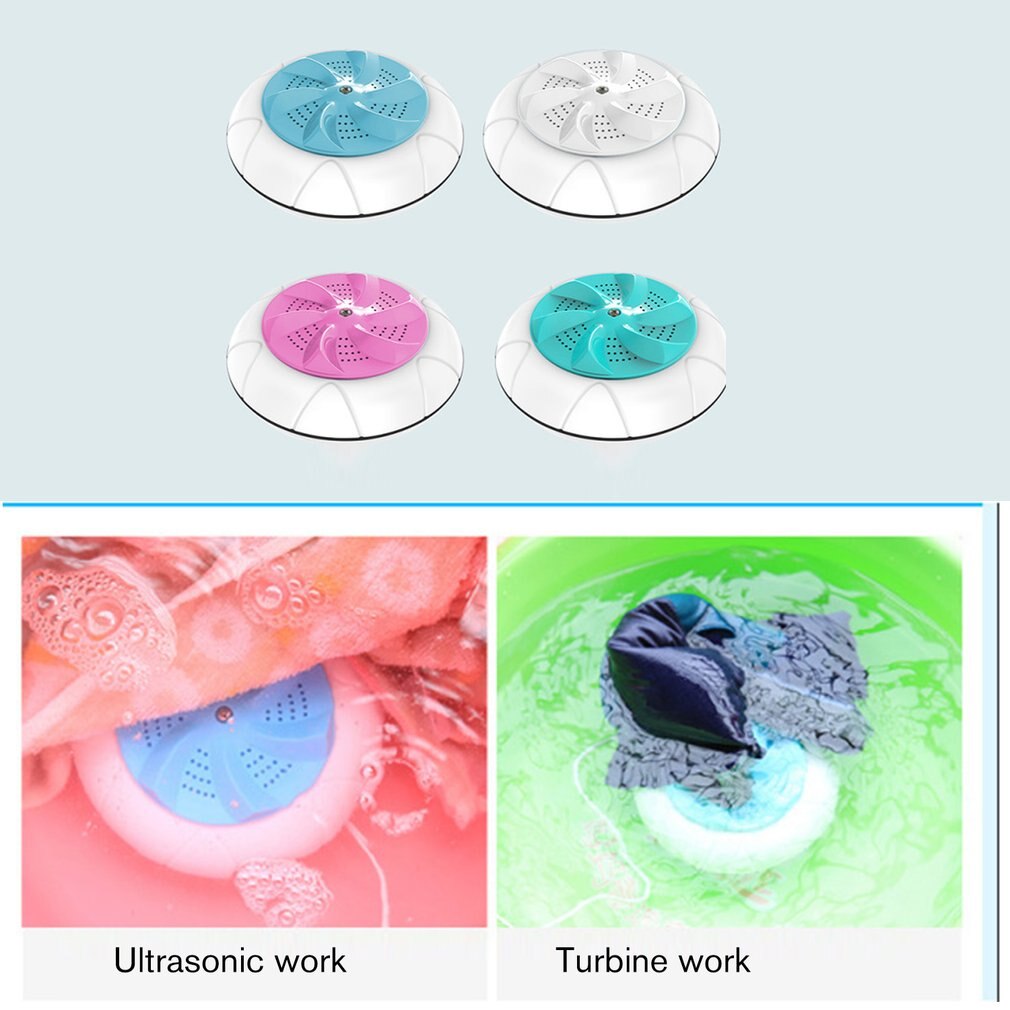Mini Portable Ultrasonic Vibration Washing Machine ABS Stains Remover Laundry Cleaning Machine For Travel 1 Set