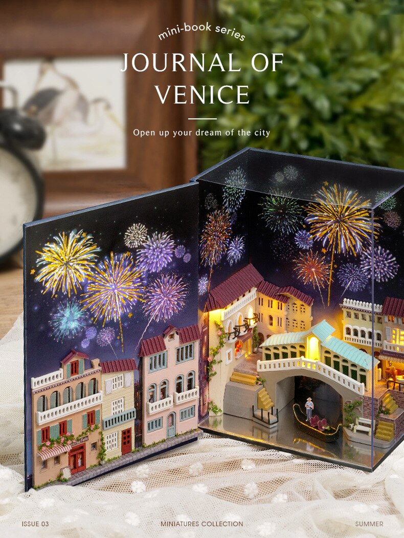 3D Mini Landschap Miniatuur Huis Water Stad Dagboek Air Ballon Handgemaakte Diy Speelgoed Voor Kinderen Meisjes Kerstcadeau Art thuis: B