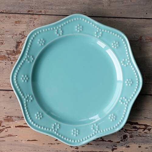 Tableware Special Restaurant Ceramic Plate and Japanese Flat Plate: Lace green 24cm
