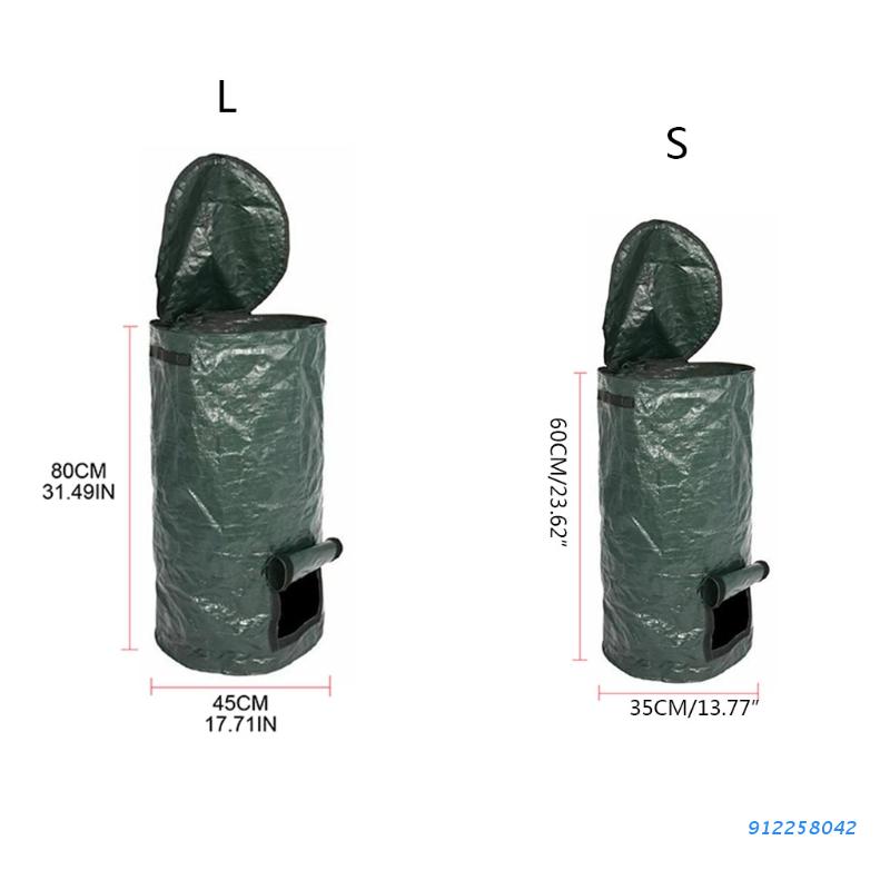 2 Sizes Organic Waste Kitchen Garden Yard Compost Bag Environmental PE Cloth Planter Kitchen Waste Disposal Organic Compost Bag